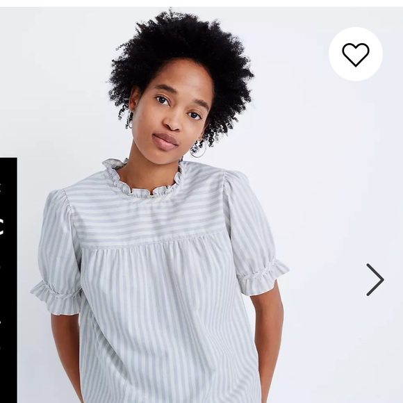Madewell Tops - Madewell Striped Ruffle-Neck Keyhole Top Size XS